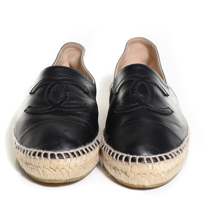 Chanel Lambskin CC Espadrilles 37 Black 2 of 8