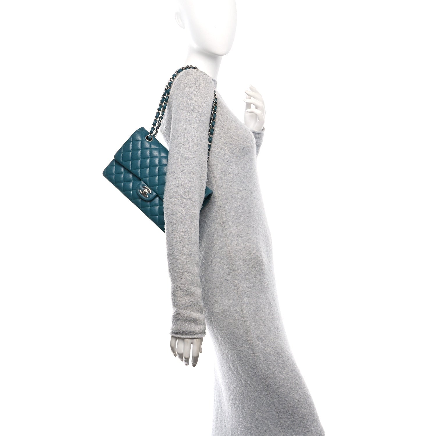 Chanel Caviar Quilted Medium Double Flap Dark Green 2 of 10