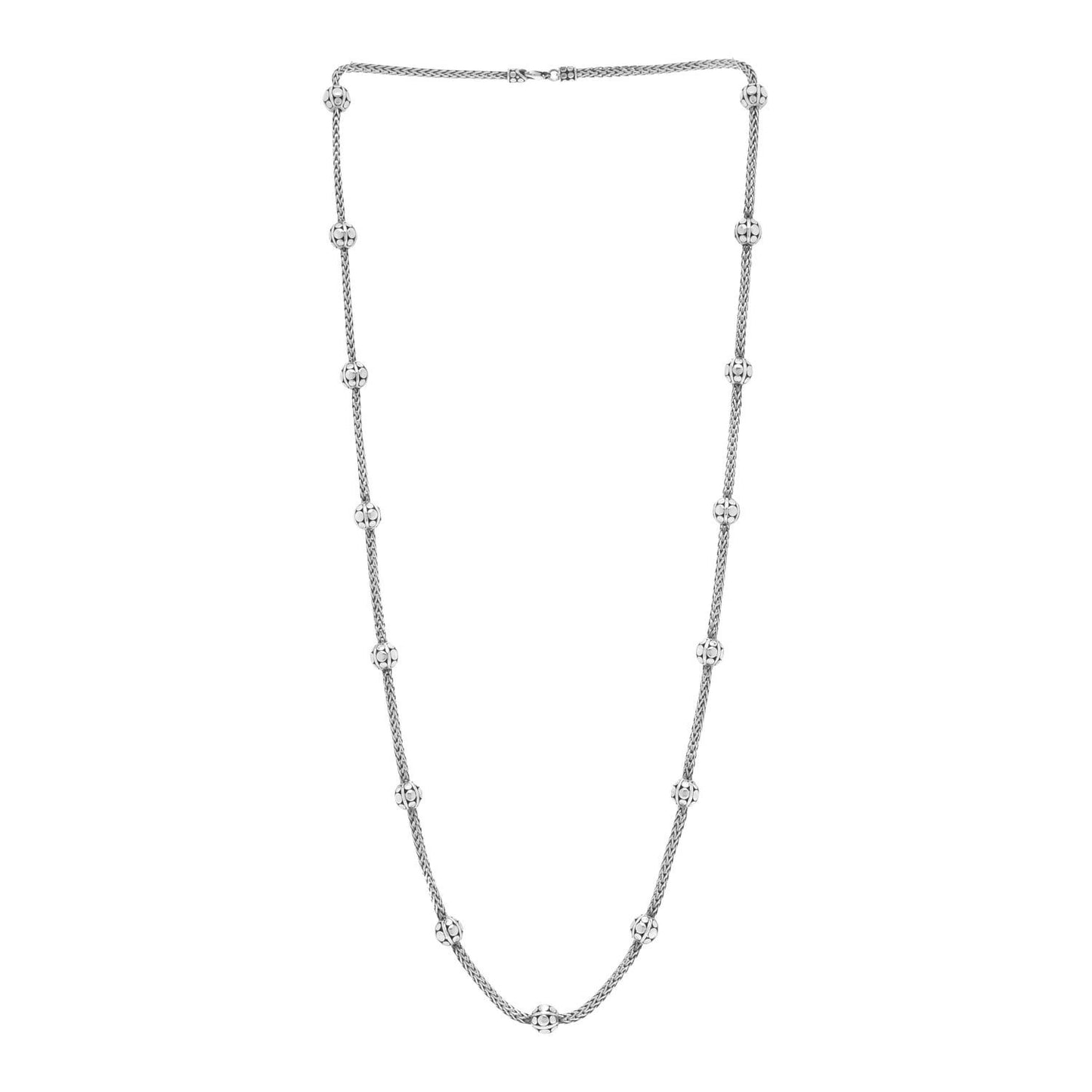 Sterling Silver Kali Dot Bead Station Long Necklace