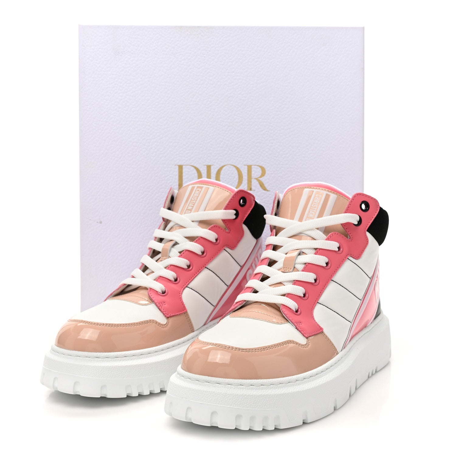 Christian Dior Nylon Calfskin Womens D-Player High Top Sneakers 39 Pink 10 of 10