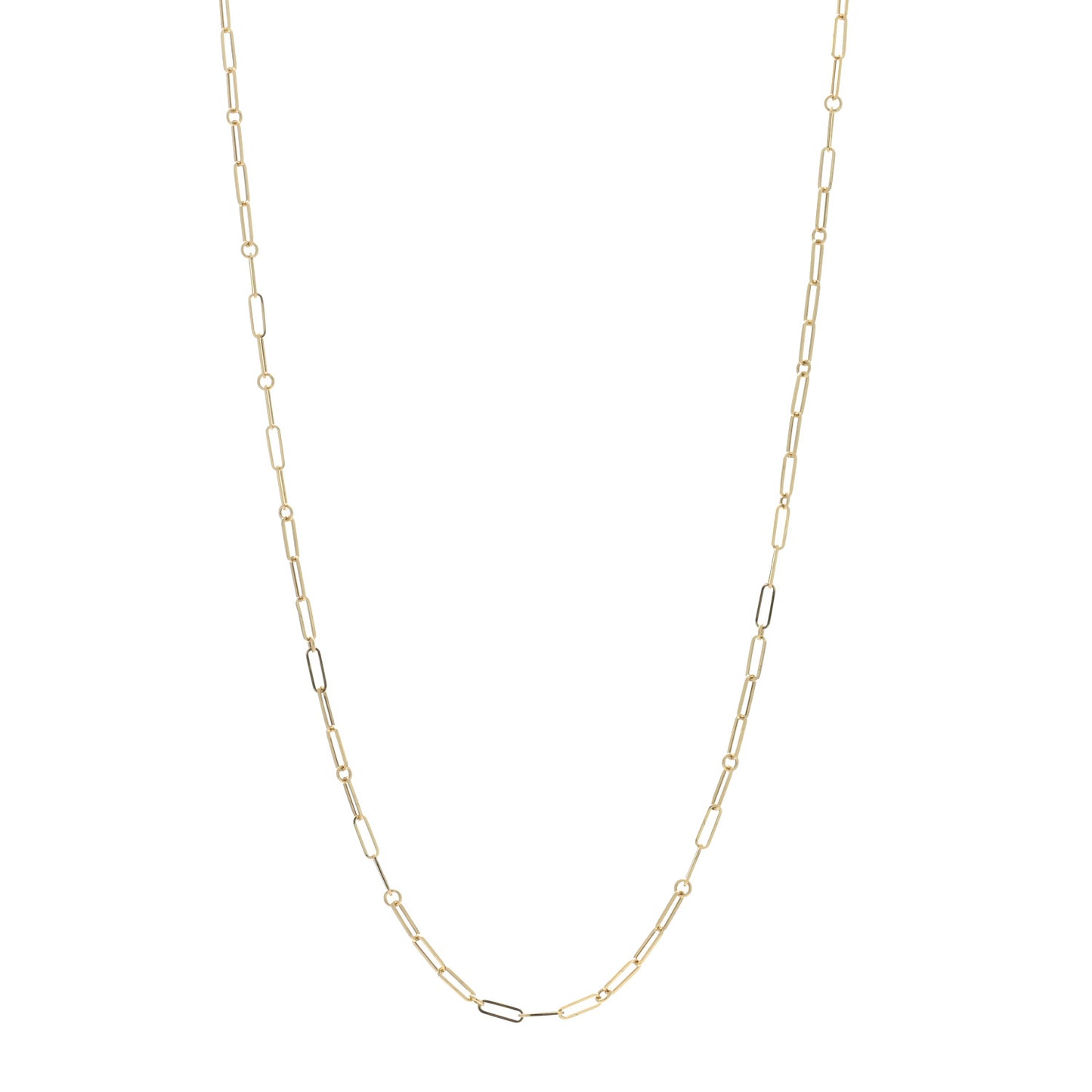 18K Yellow Gold Paper Clip Link Necklace 34"