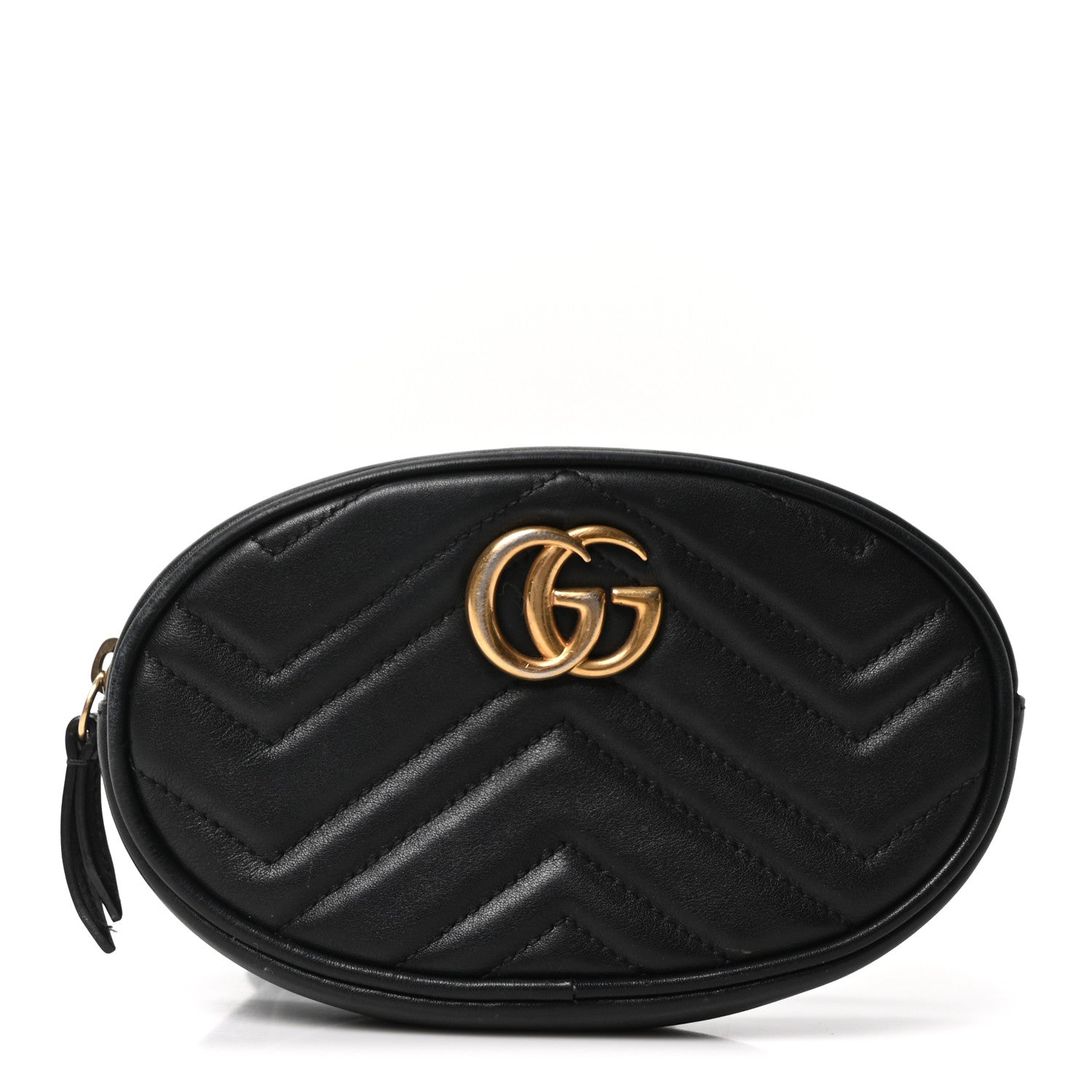 Gucci Calfskin Matelasse GG Marmont Belt Bag 75 30 Black 1 of 10