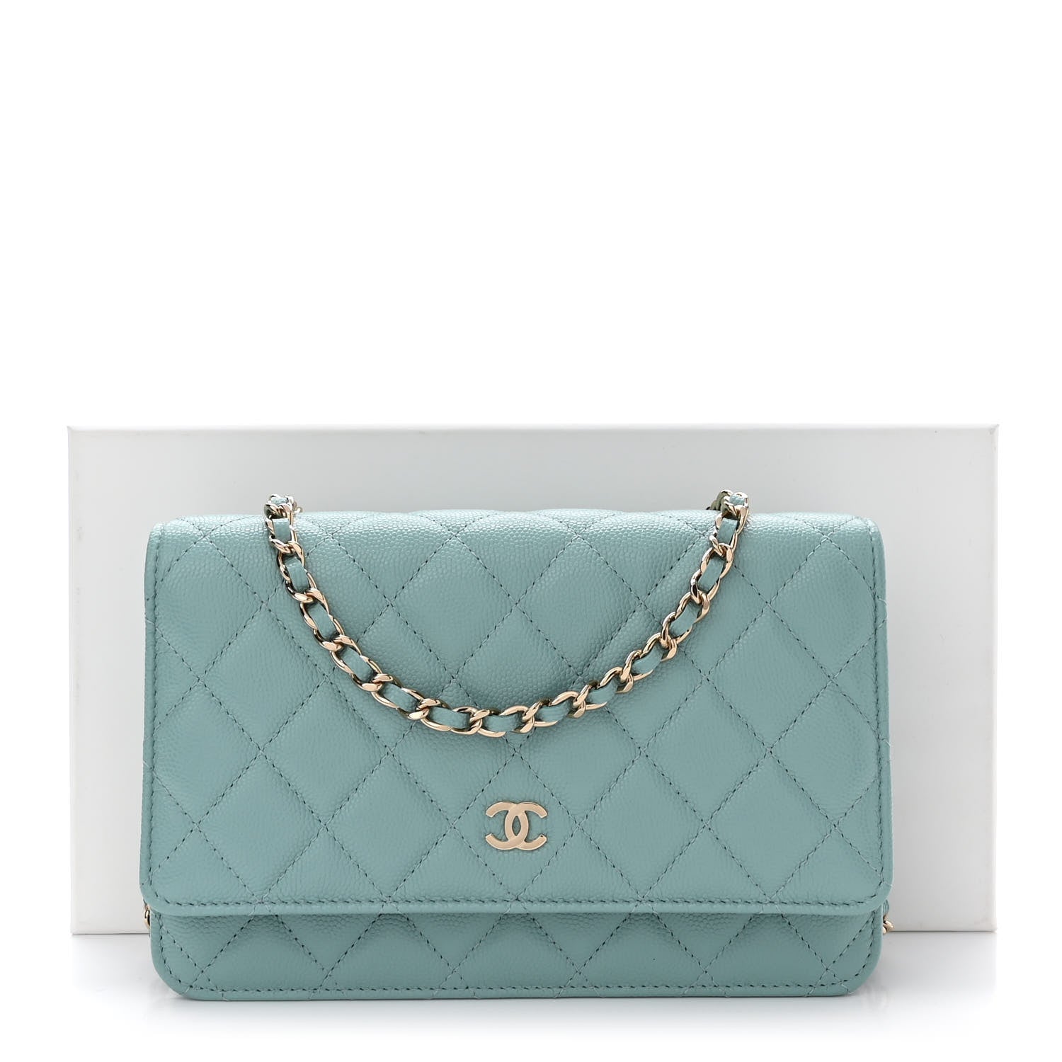 Chanel Caviar Quilted Wallet On Chain WOC Light Blue 11 of 11