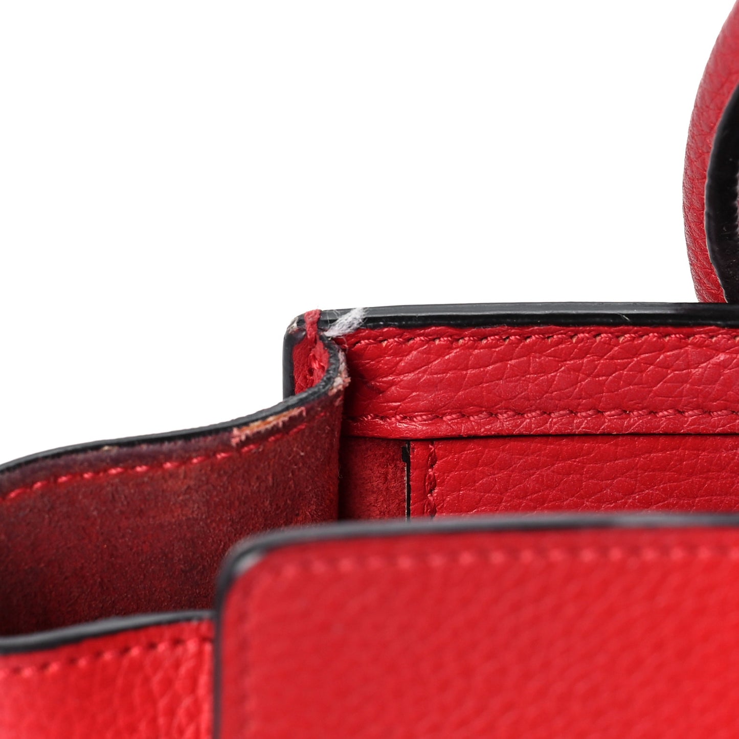 Drummed Calfskin Nano Luggage Red