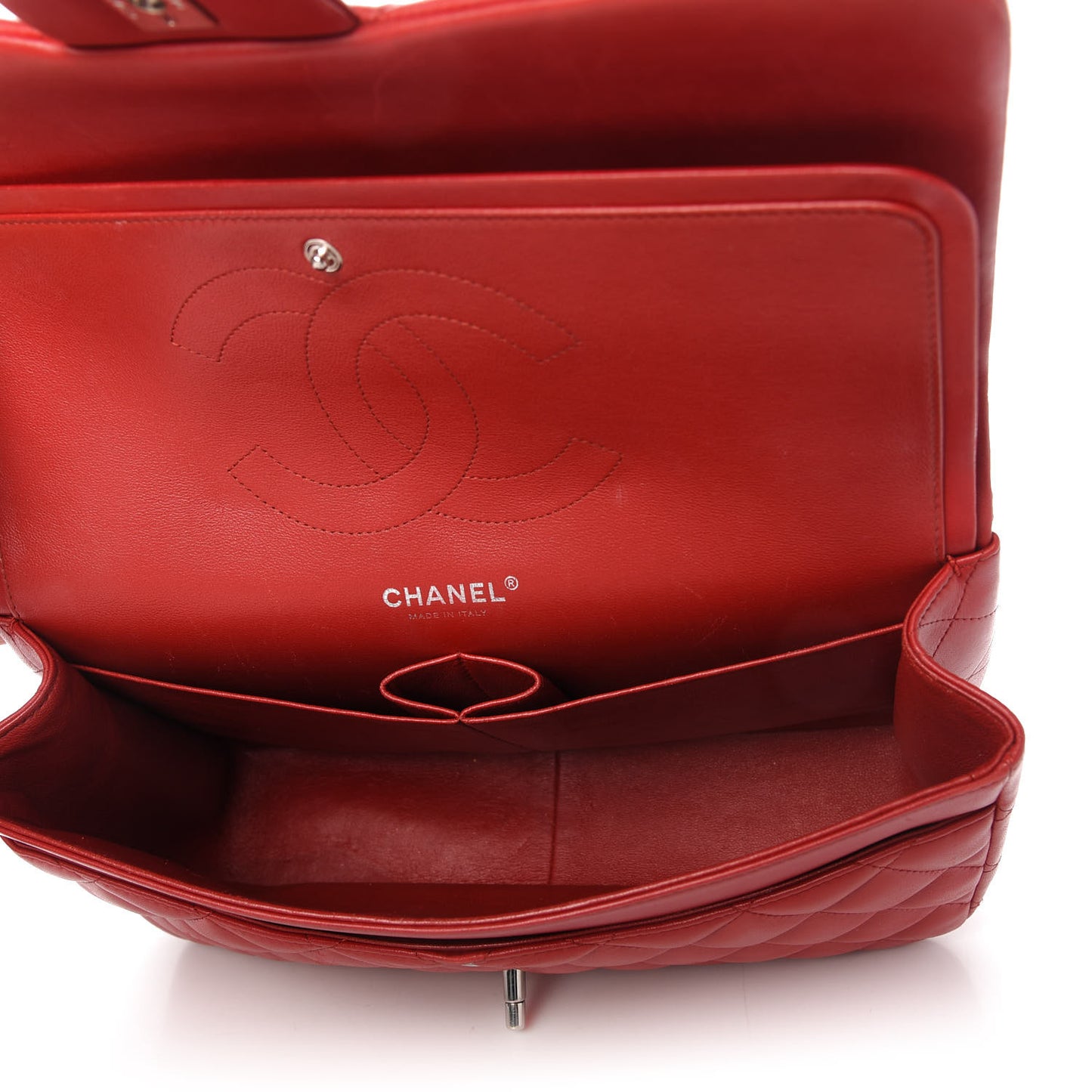 Lambskin Quilted Jumbo Double Flap Red