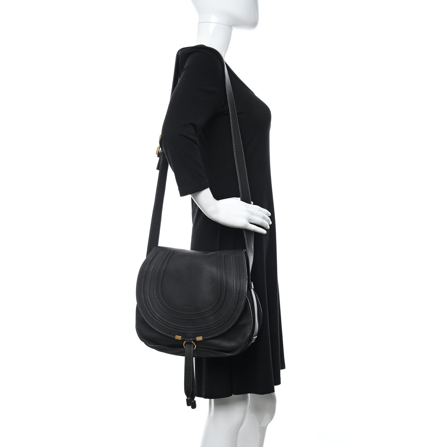 Chloe Calfskin Medium Marcie Round Crossbody Bag Black 2 of 15