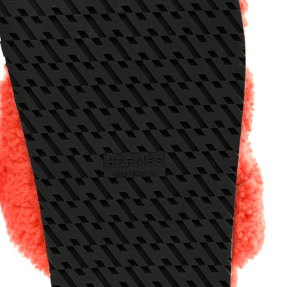 Hermes Woolskin Womens Chypre Sandals 37.5 Orange 6 of 8