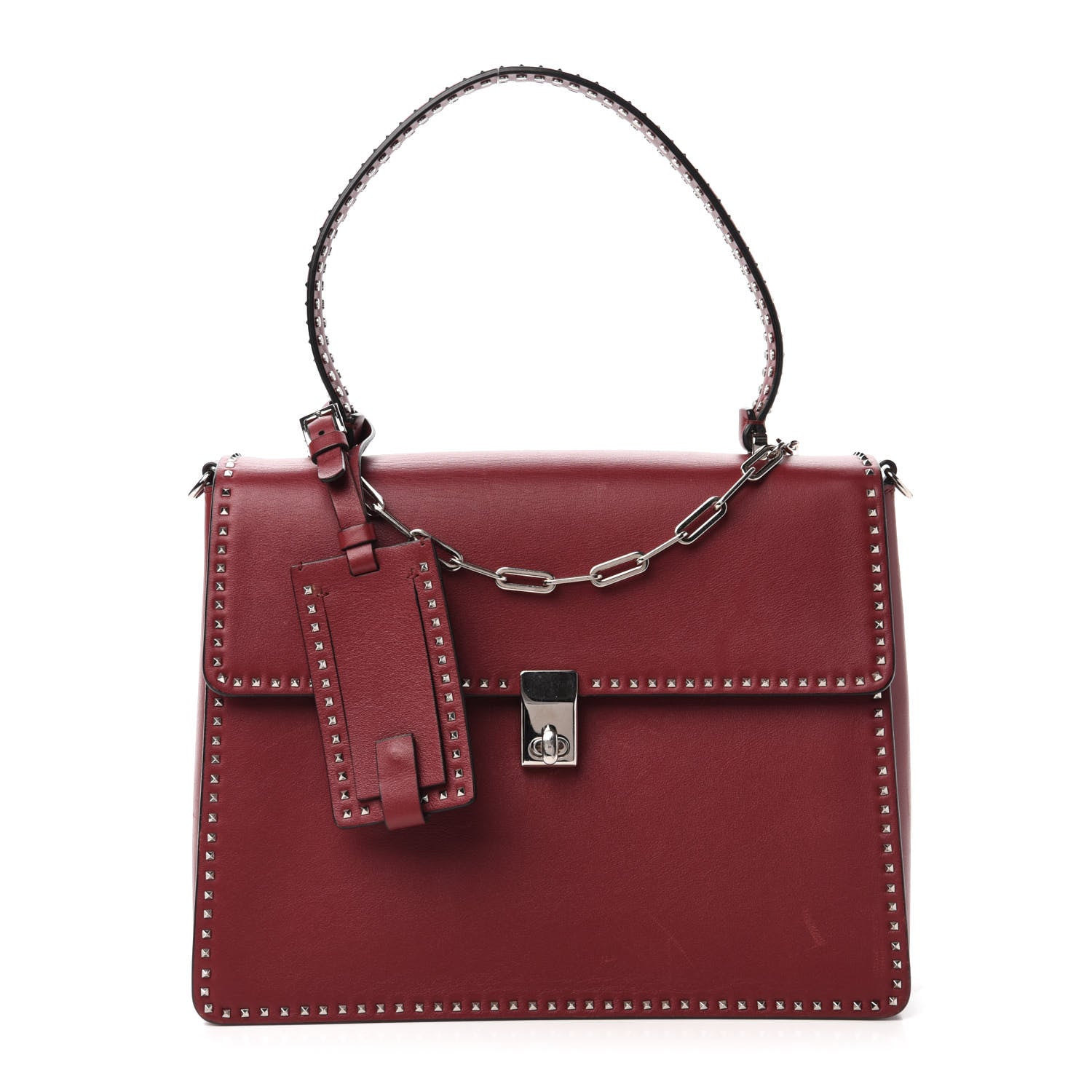 Valentino Garavani Vitello Rockstud Cabana Top Handle Bag Rubino 1 of 9