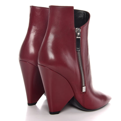 Saint Laurent Calfskin Niki Zip Boots 36 French Burgundy 4 of 9