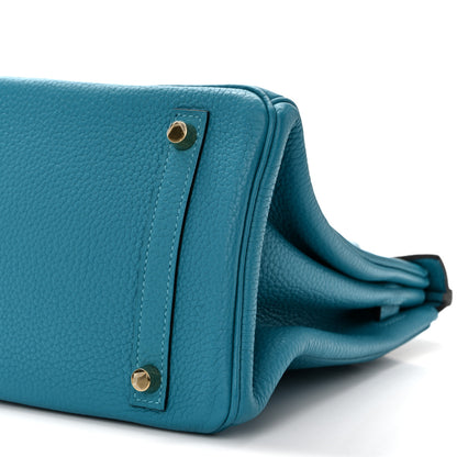 Hermes Taurillon Clemence Birkin 30 Turquoise 10 of 12