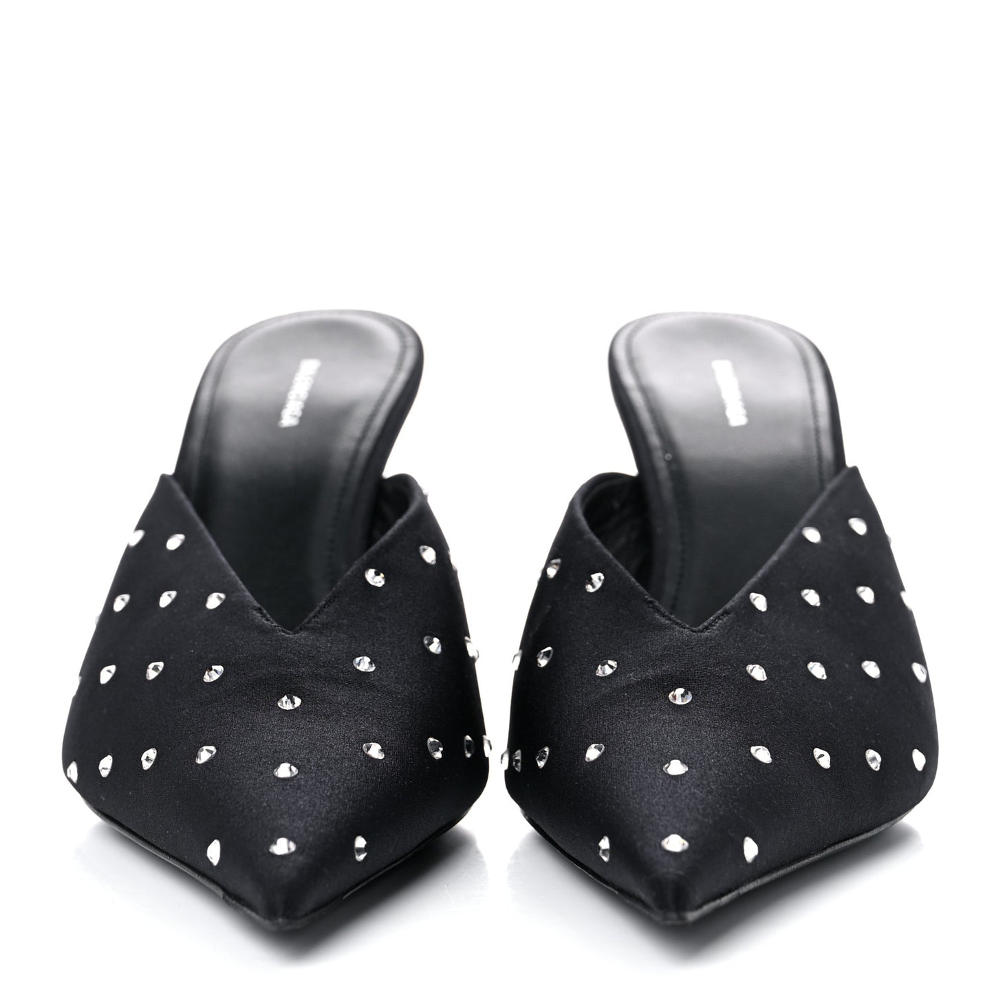 Satin Crystal Embellished Knife Mules 37.5 Black