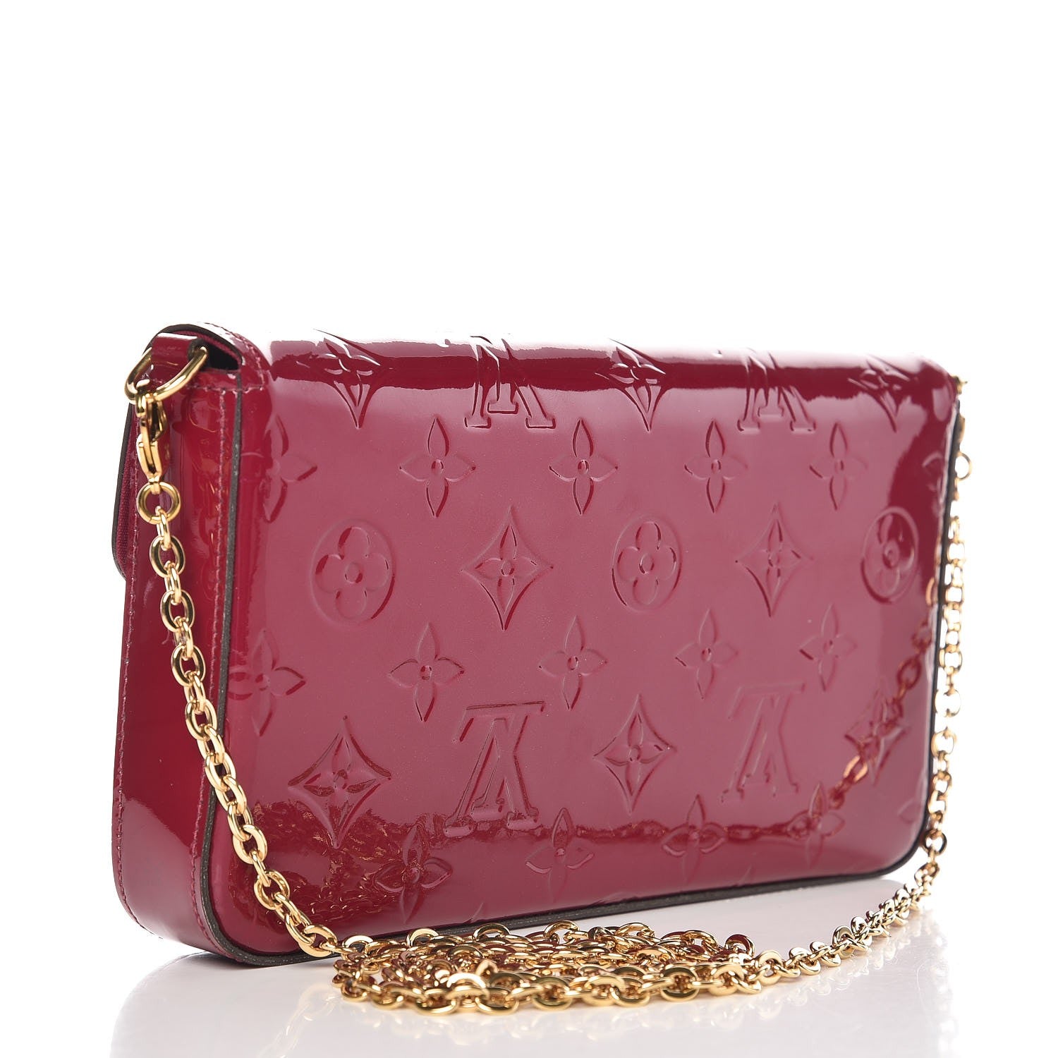 Louis Vuitton Vernis Felicie Chain Wallet Magenta 4 of 9