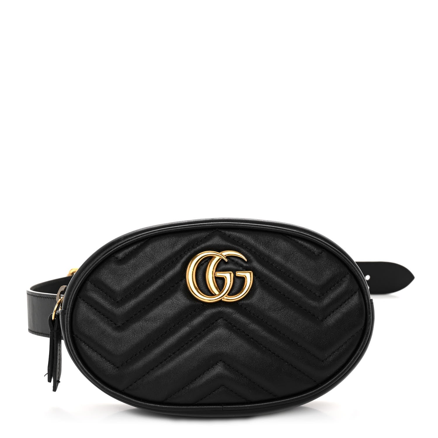 Gucci Calfskin Matelasse GG Marmont Belt Bag 85 34 Black 1 of 10