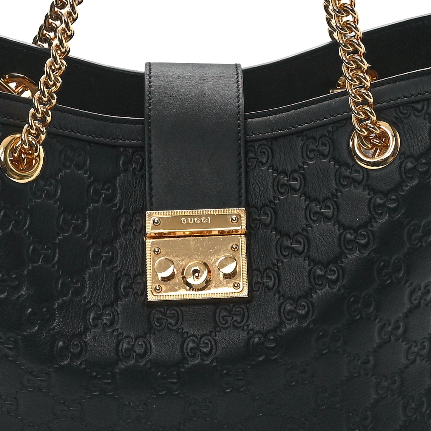 Guccissima Medium Padlock Tote Black