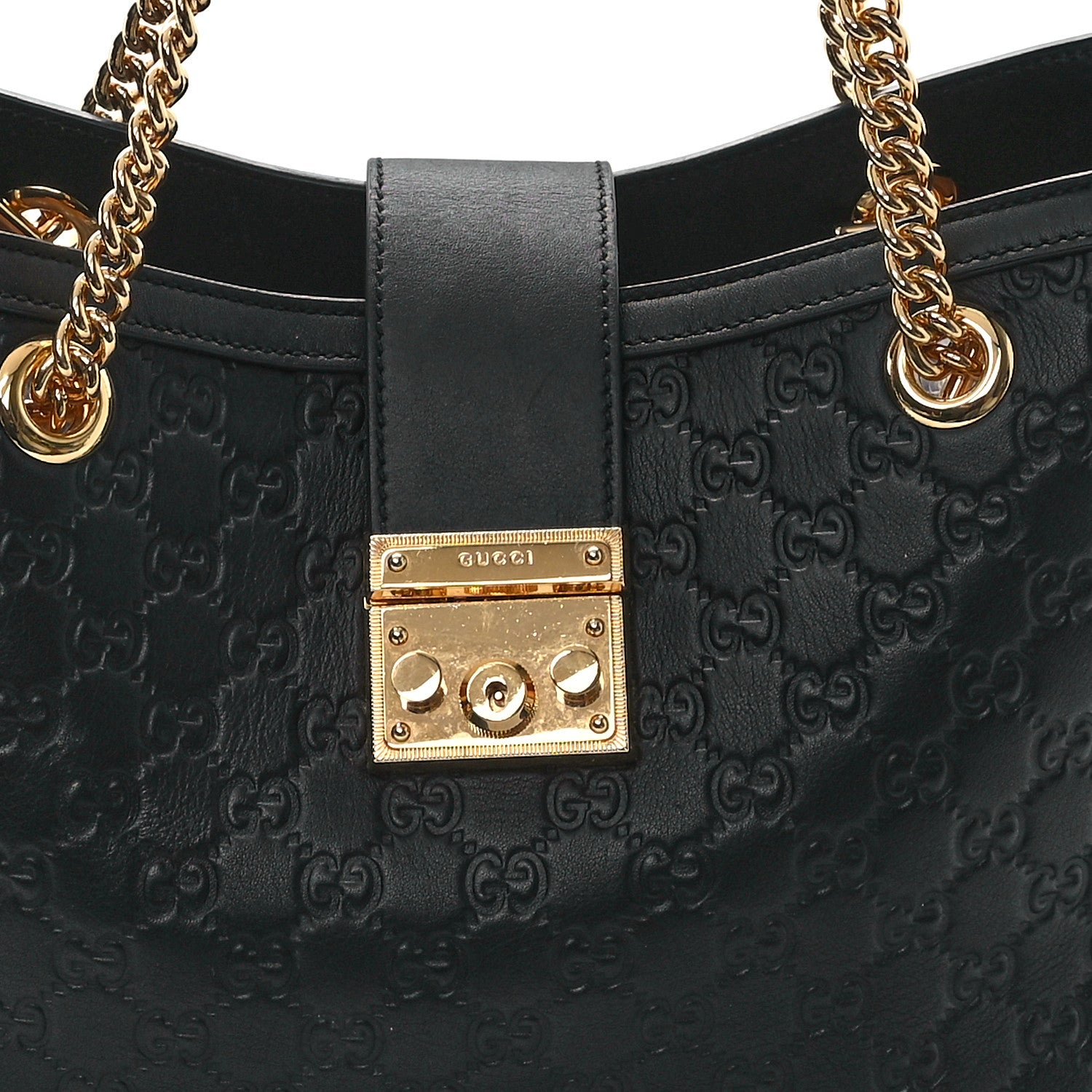 Gucci Guccissima Medium Padlock Tote Black 8 of 11