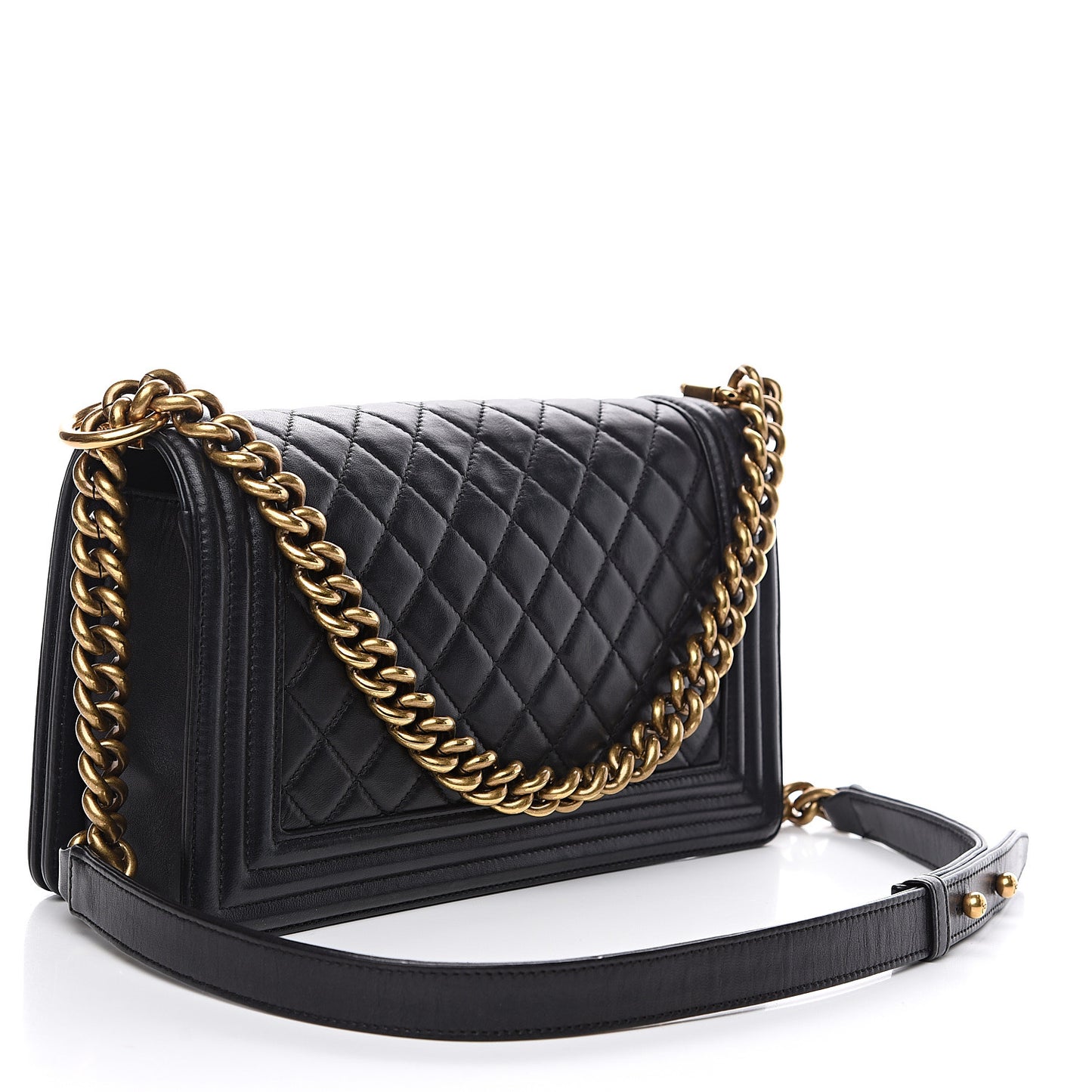 Lambskin Quilted Medium Boy Flap Black