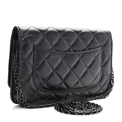 Chanel Aged Calfskin Quilted Reissue Wallet On Chain WOC Navy 3 of 12