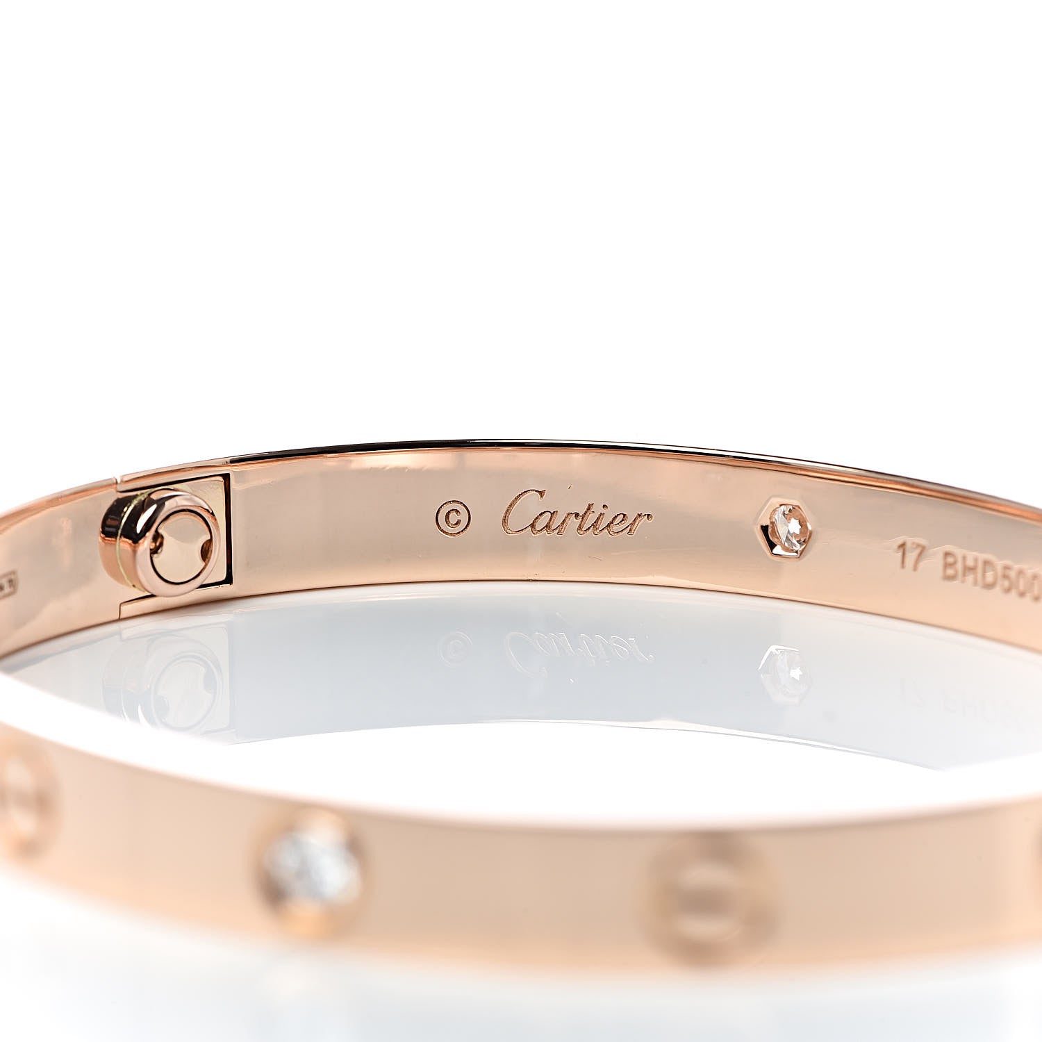 Cartier 18K Pink Gold 4 Diamond LOVE Bracelet 17 4 of 8