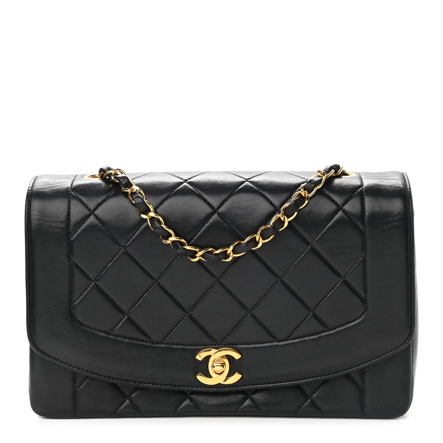 Lambskin Quilted Medium Single Flap Black