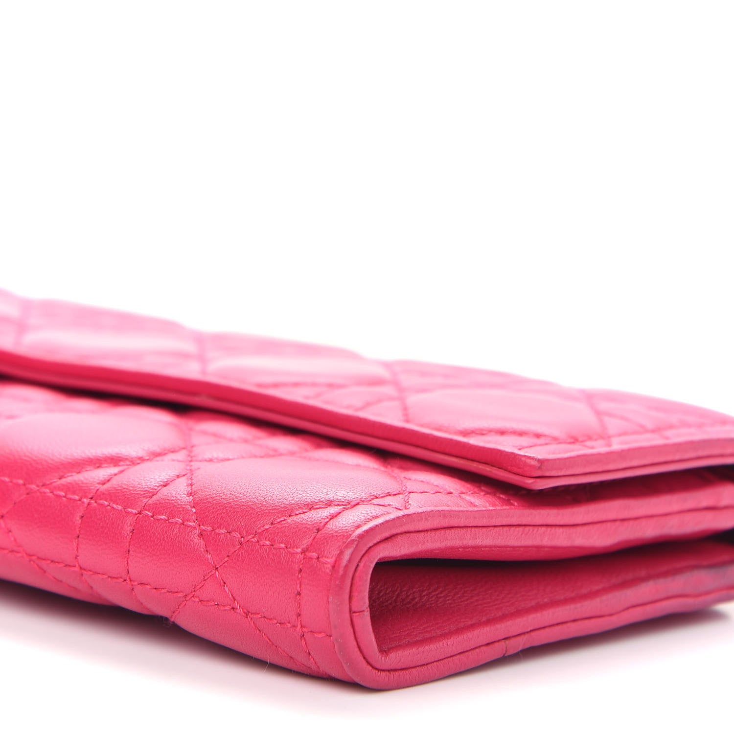 Christian Dior Lambskin Cannage Lady Dior Rendezvous Wallet On Chain Fuchsia 9 of 9