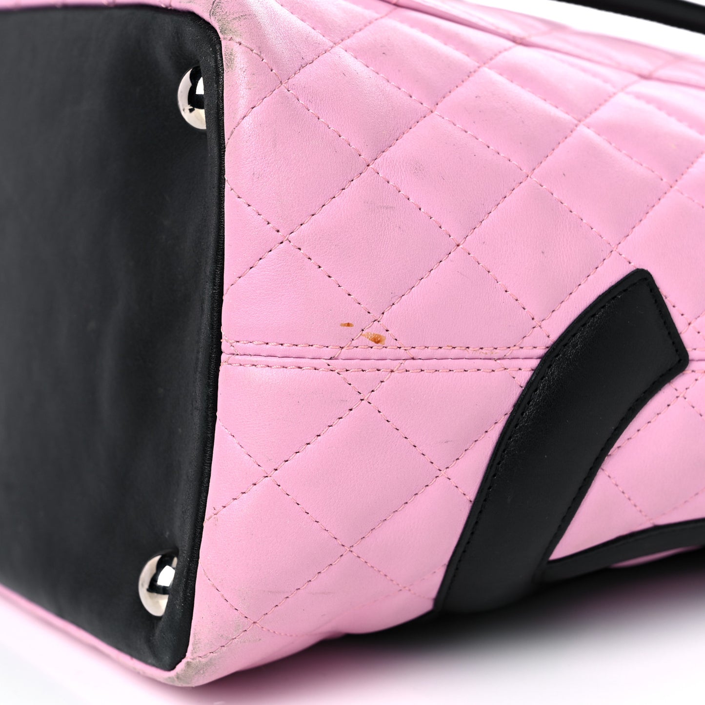 Calfskin Quilted Large Cambon Tote Pink Black