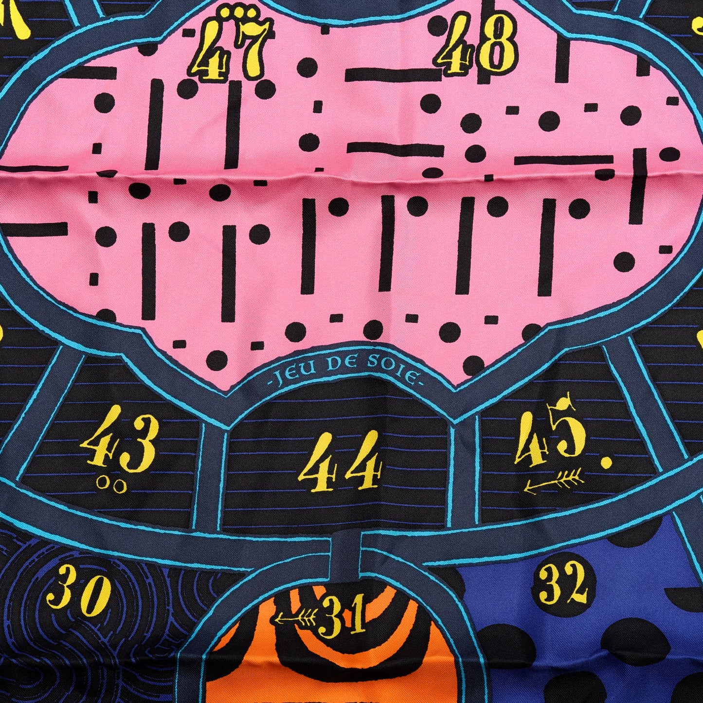 Silk De Soie Scarf 90 Marine Rose Vif Orange