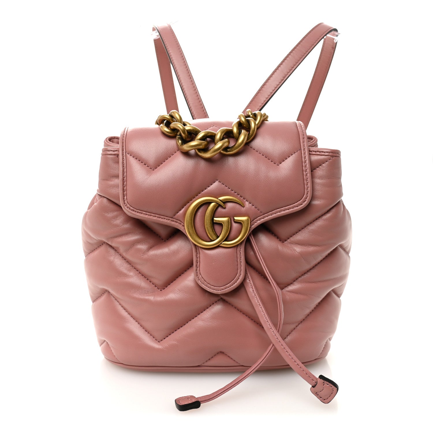 Gucci Nappa Chevron Matelasse GG Marmont Backpack Carmine Rose 1 of 10
