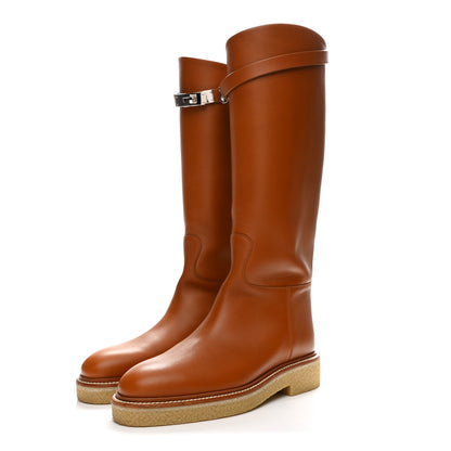 Hermes Heritage Calfskin Kelly Jumping Boots 39 Naturel 4 of 9