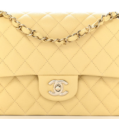 Chanel Caviar Quilted Medium Double Flap Yellow 7 of 9