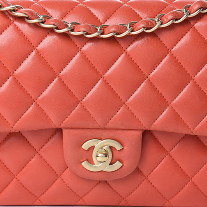 Chanel Lambskin Quilted Medium Double Flap Orange 8 of 21