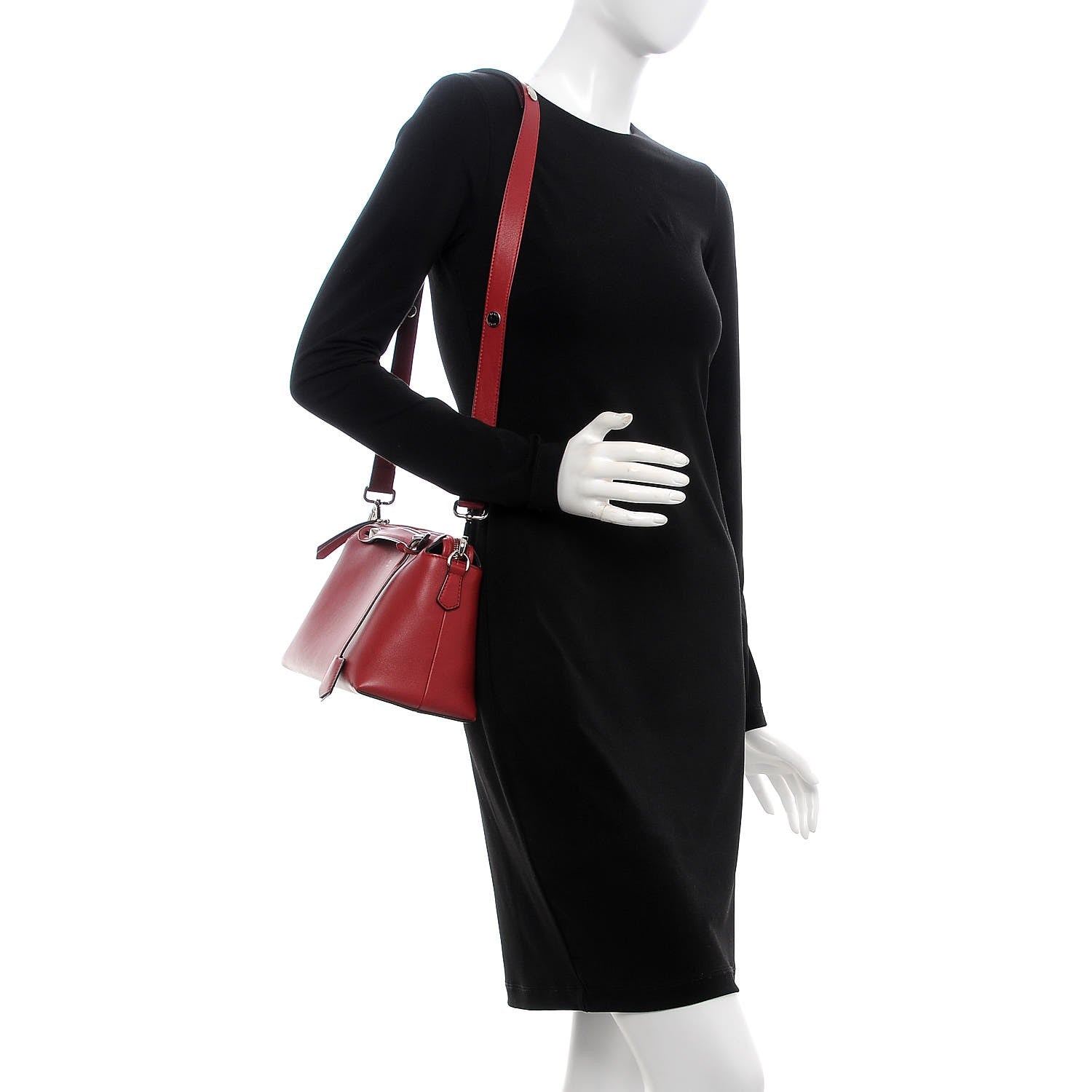 Fendi Vitello Dolce Marmol Medium By The Way Boston Bag Ciliegia 2 of 7