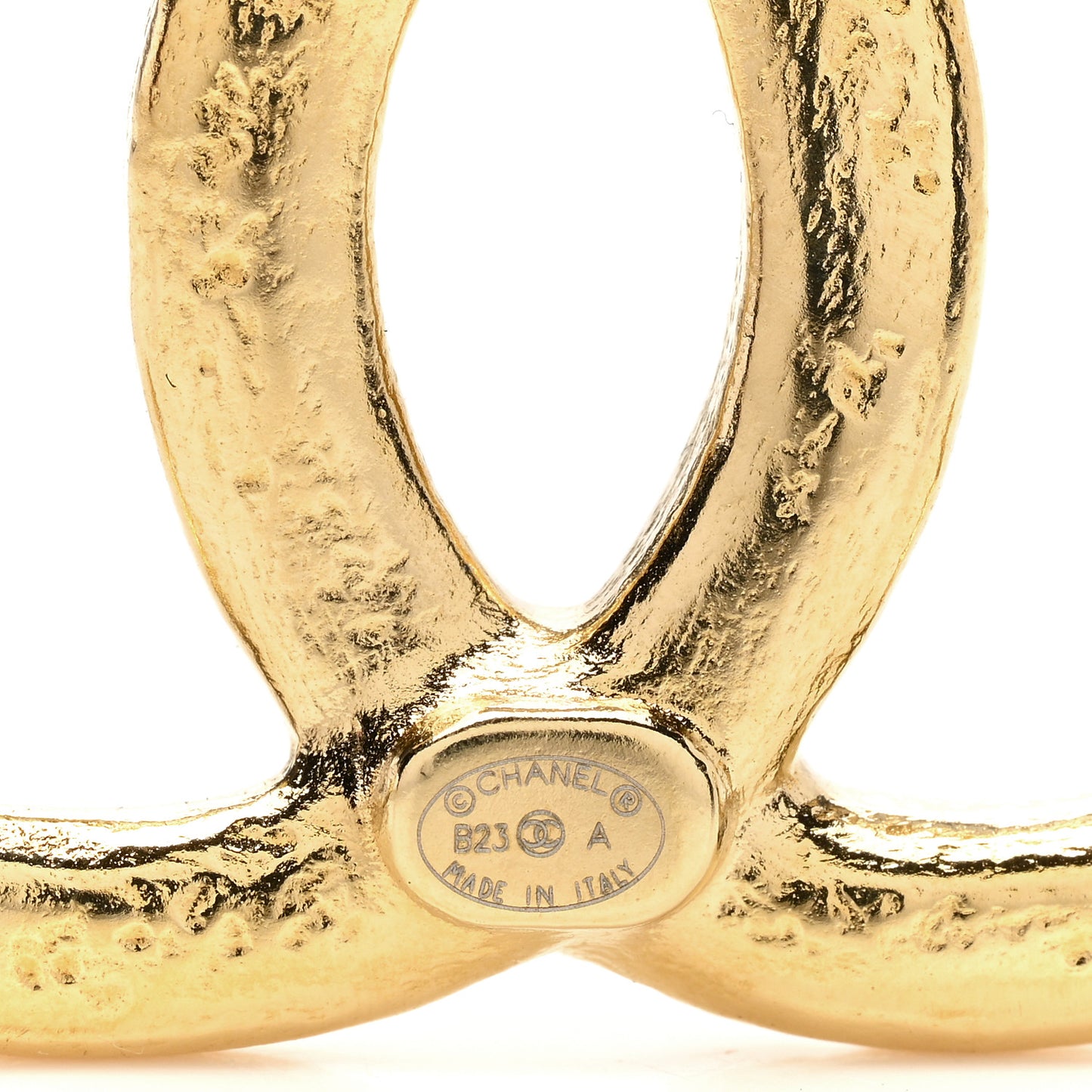 Metal Tweed Effect CC Earrings Gold
