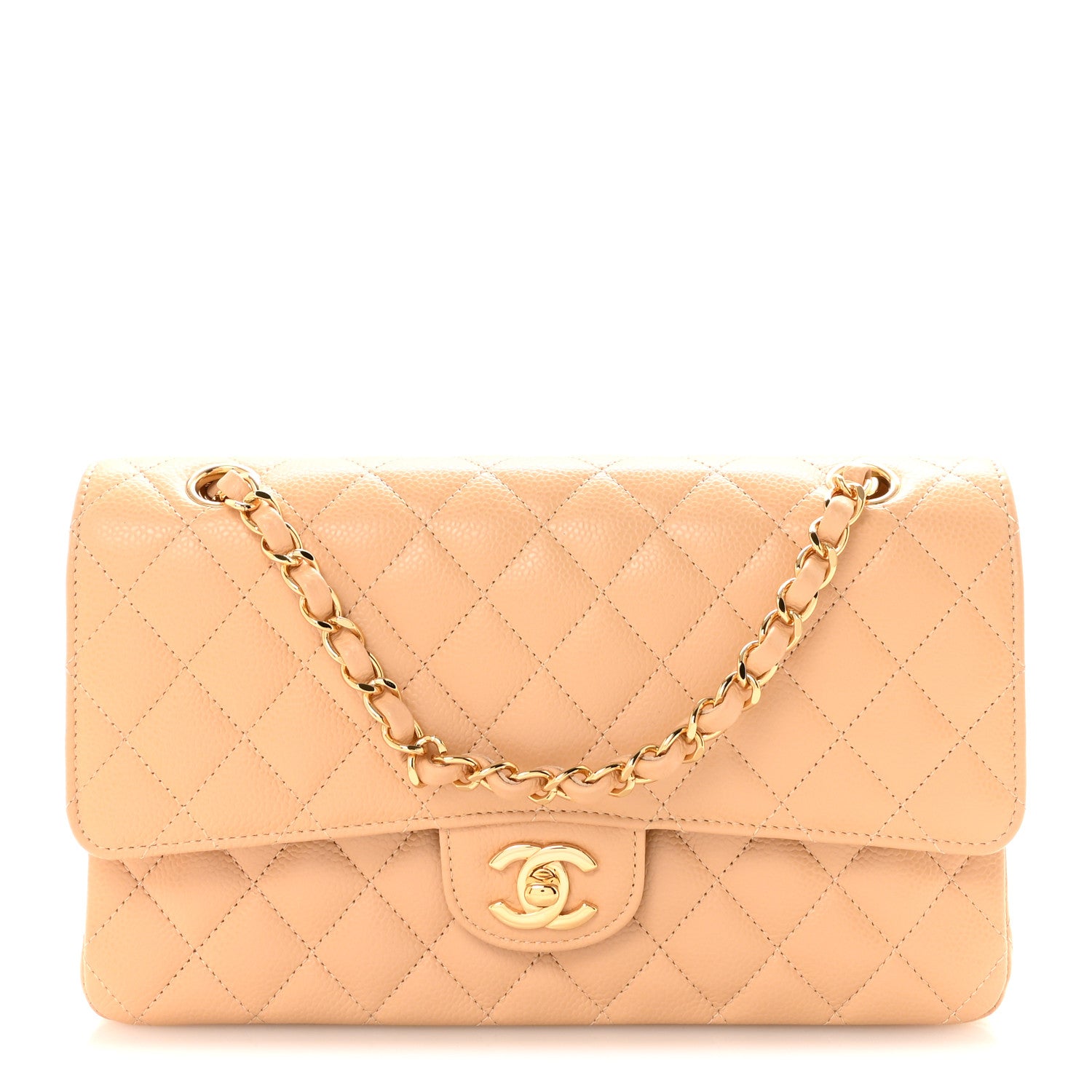 Chanel Caviar Quilted Medium Double Flap Beige 1 of 10