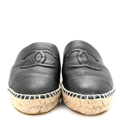 Chanel Goatskin Patent CC Espadrille Mules 37 Black 3 of 10