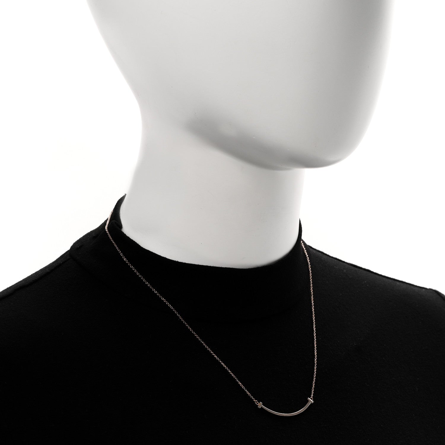Tiffany 18K Rose Gold Small T Smile Pendant Necklace 2 of 6