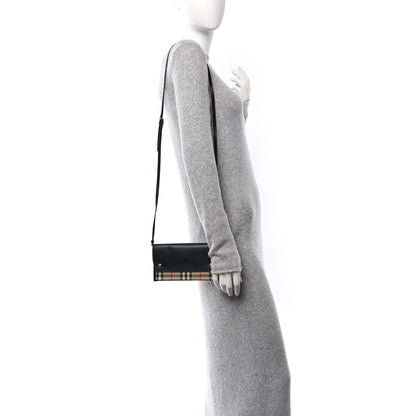 Burberry Calfskin Vintage Check Phone Pocket Crossbody Archive Beige Black 2 of 10
