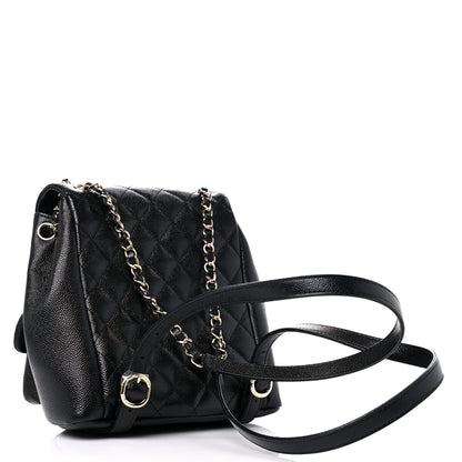 Chanel Shiny Caviar Quilted Small Duma Pockets Drawstring Backpack Black 3 of 10