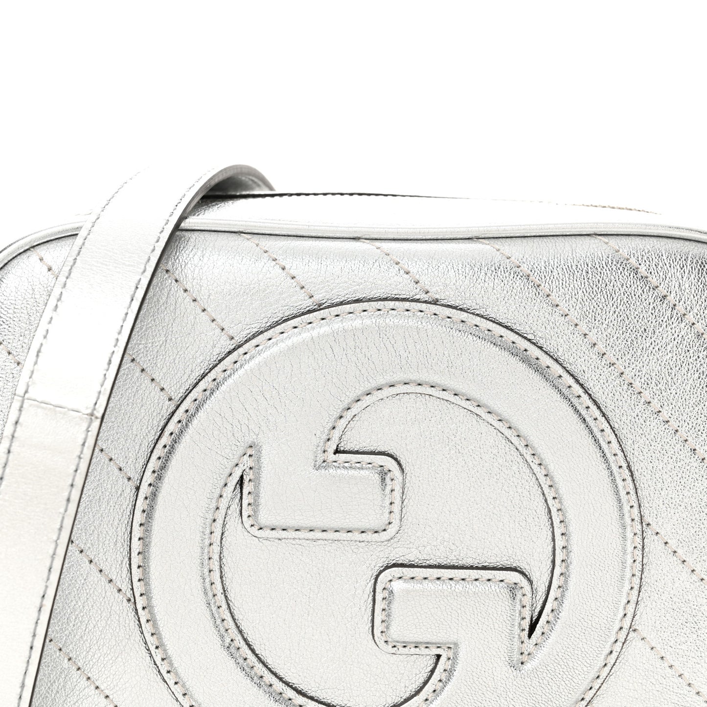 Metallic Sakai Be Green Calfskin Diagonal Stitched Small Blondie Shoulder Bag Silver