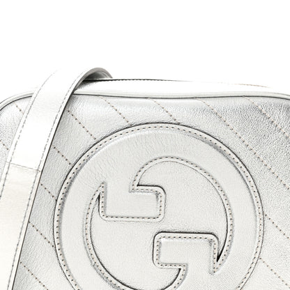 Gucci Metallic Sakai Be Green Calfskin Diagonal Stitched Small Blondie Shoulder Bag Silver 8 of 10