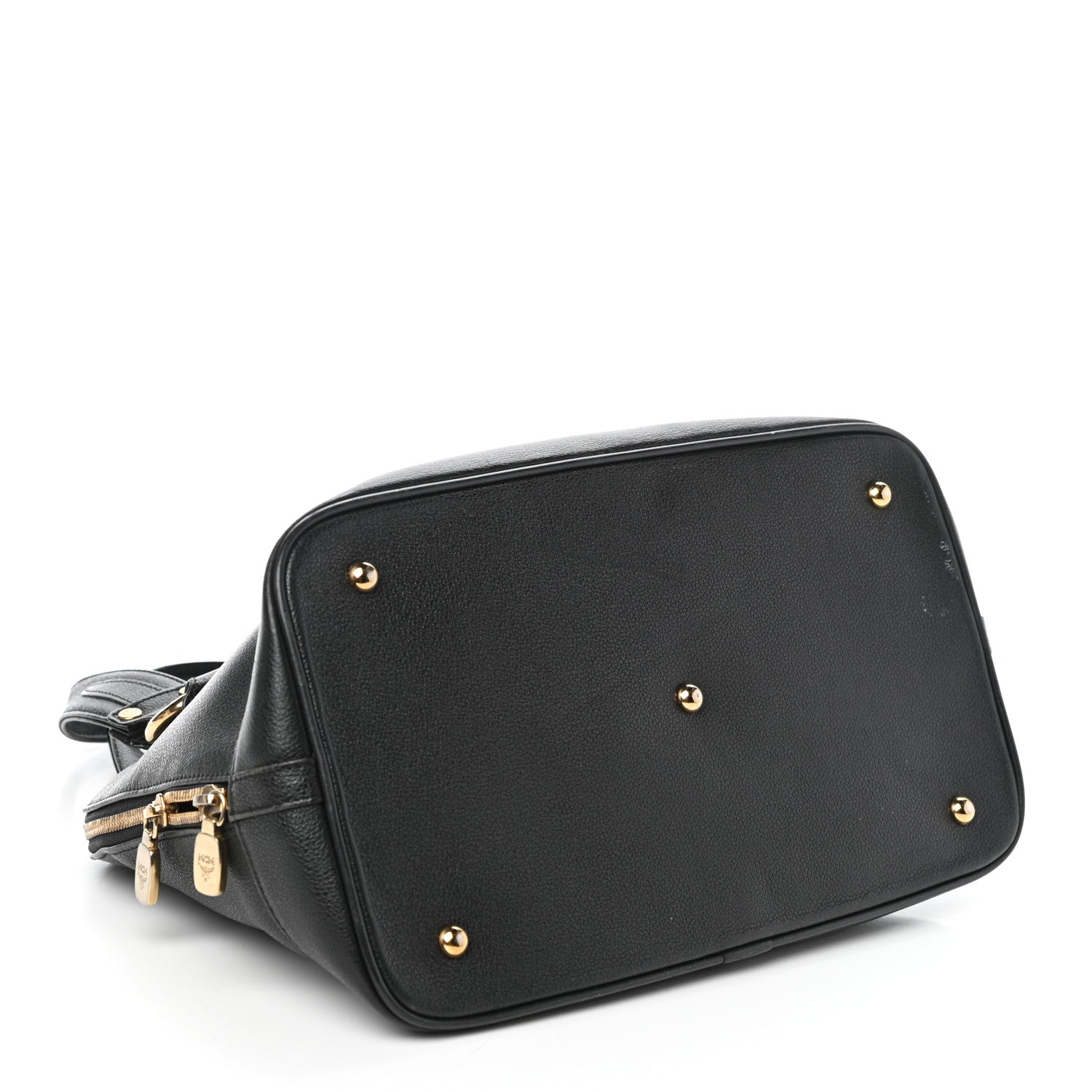 MCM Grained Calfskin Studded Boston Bag Black 4 of 9