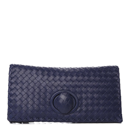 Bottega Veneta Nappa Intrecciato Turnlock Clutch Atlantic 1 of 9