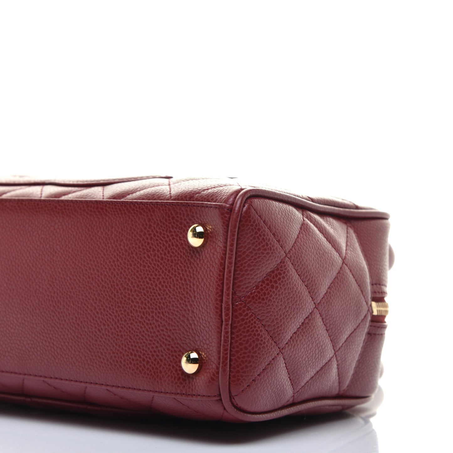 Caviar Quilted Small Bowler Dark Red