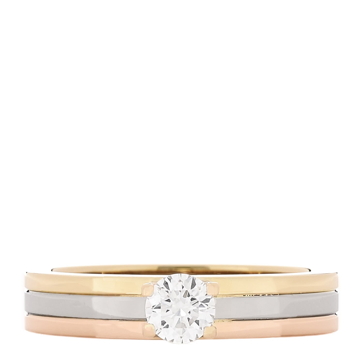 Cartier 18K Pink Yellow White Gold Diamond .23ct Solitaire Trinity Engagement Ring 49 4.75 1 of 5