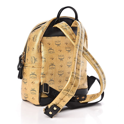 MCM Metallic Visetos Studded Small Dual Stark Backpack Gold 3 of 12