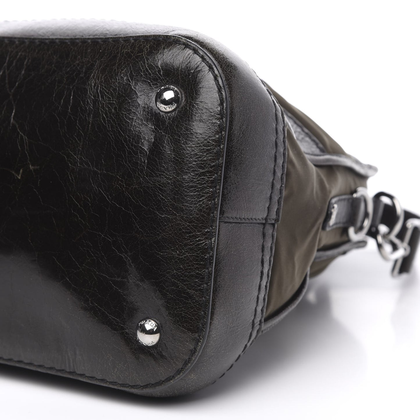 Tessuto Nylon Vitello Shine Dome Satchel Mimetico