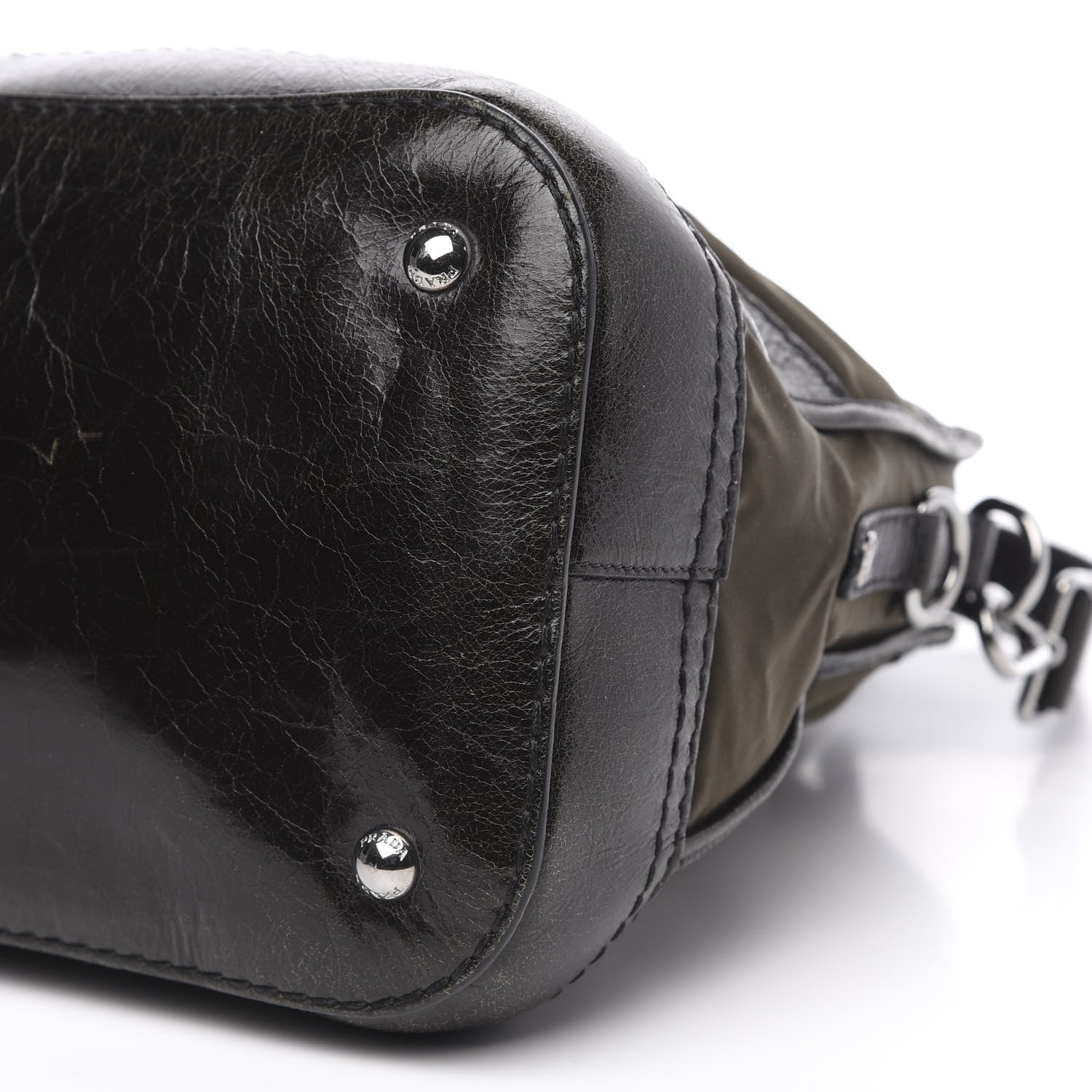Prada Tessuto Nylon Vitello Shine Dome Satchel Mimetico 9 of 11