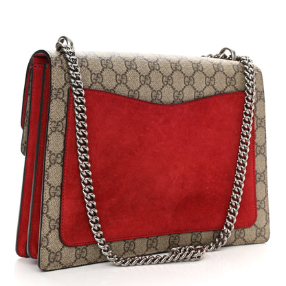 Gucci GG Supreme Monogram Suede Cudu Medium Dionysus Shoulder Bag Beige Ebony Vulcanic Red 3 of 9