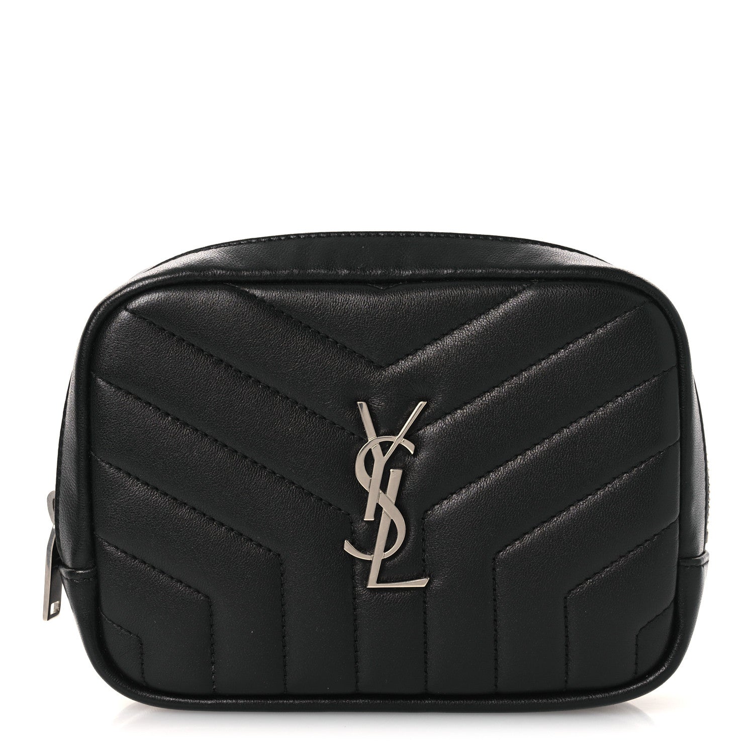 Saint Laurent Lambskin Y Quilted Monogram Loulou Cosmetic Case Black 1 of 10