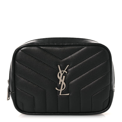 Saint Laurent Lambskin Y Quilted Monogram Loulou Cosmetic Case Black 1 of 10