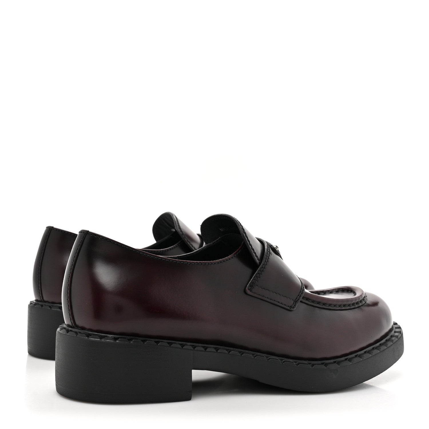 Prada Spazzolato Metal Triangle Logo 50mm Loafers 39.5 Cordovan 4 of 9